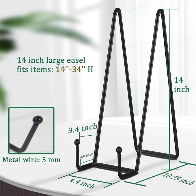 Decolore 5 Pack 14 Inch Black Picture Stand Large Plate Stand - Image 2