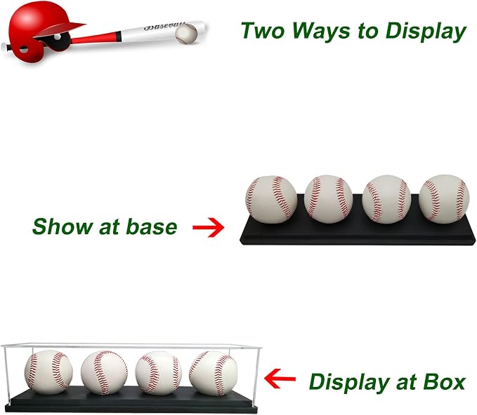 Baseball Display Case for 4 Pack in one, Baseball Holders for Balls Display - Image 6