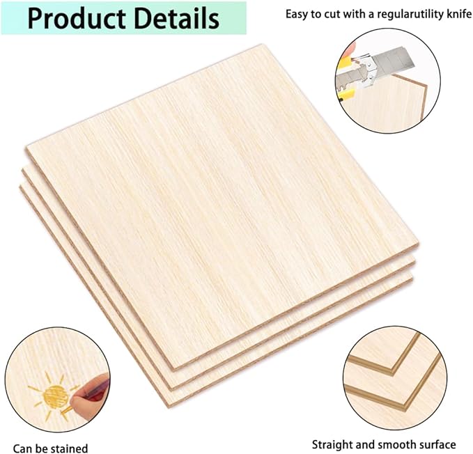 DIYDEC 18 Pack Basswood Sheets 6X 6 x 1/16 Inch Thin Plywood Sheets Unfinished - Image 3