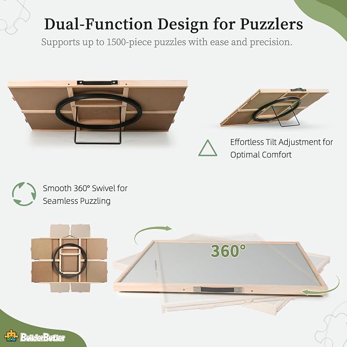 BuilderButler 1500 Pieces 2-in-1 Tilting & Rotating Puzzle Board – Portable - Image 3
