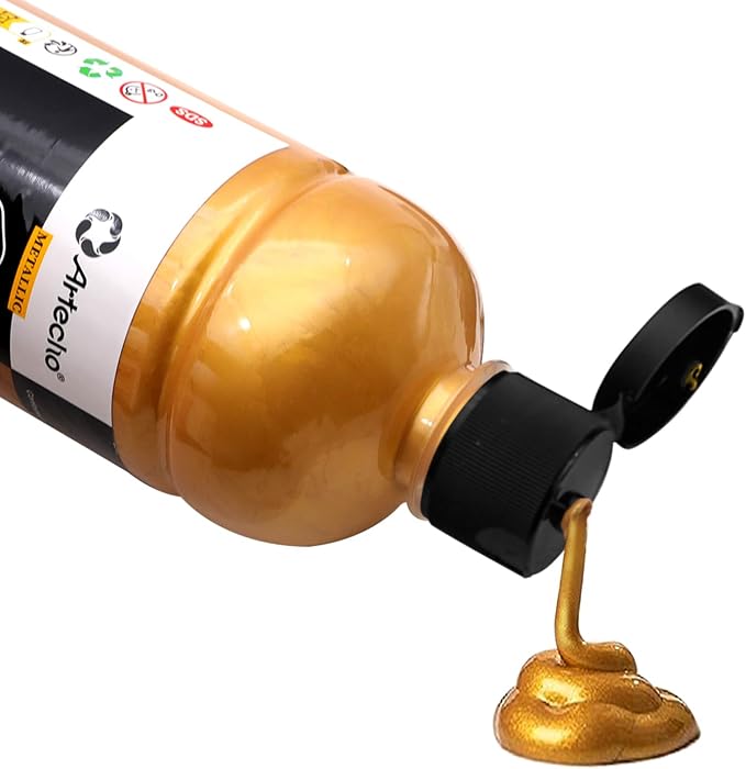 Artecho Gold Acrylic Paint 500ml / 17oz Large Bottle | Semi Glossy Finish - Image 3