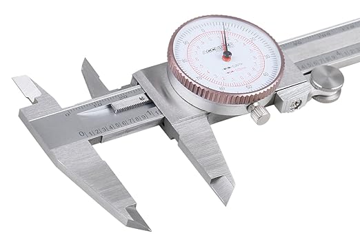 Accusize Industrial Tools 0-6''/0-150 mm by 0.001''/0.02 mm Inch/Metric Dual Needle Precision Dial Caliper Stainless Steel, P920-S236
