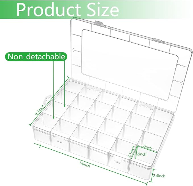Gbivbe Large 24 Grids Plastic Organizer Box Adjustable Dividers, Art DIY Crafts - Image 2
