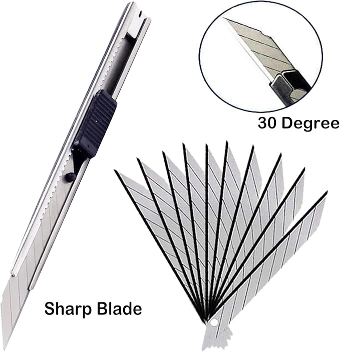 9mm Snap Off Utility Knife 3 Pack High Hardness Retractable Box Cutters - Image 5