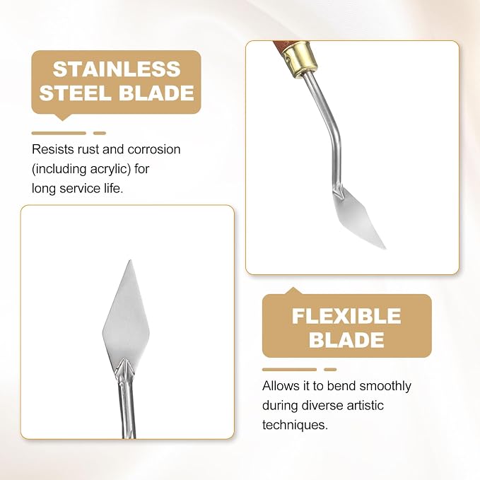 HARFINGTON Palette Knife Painting Tool 1.77" x 0.67" Stainless Steel Teardrop - Image 4