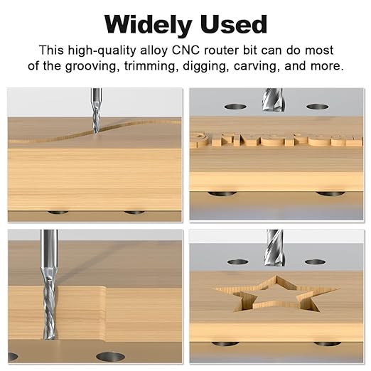 FivePears Up Cut Spiral Router Bit for CNC,3/16 inch Cutting Diameter and 3/4 inch Cutting Length 1/4 inch Shank Carbide End Mill Router Bit for Wood Carving Engraving Grinding Grooving