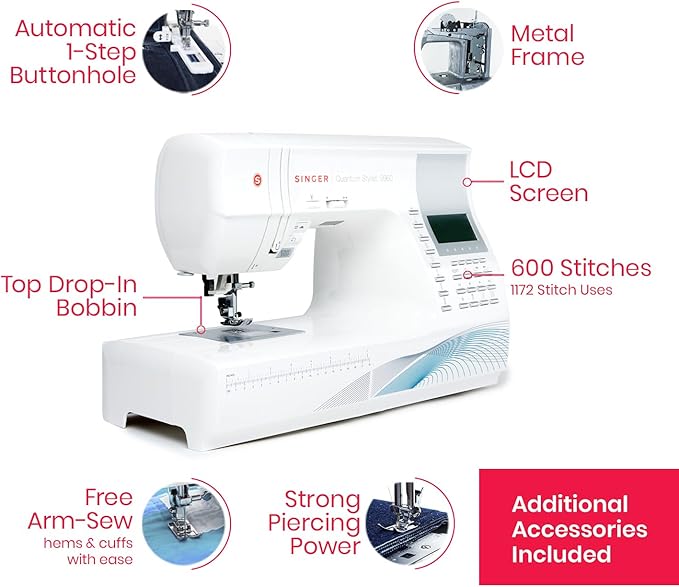 SINGER Quantum Stylist 9960 Computerized Sewing & Quilting Machine – Metal - Image 3