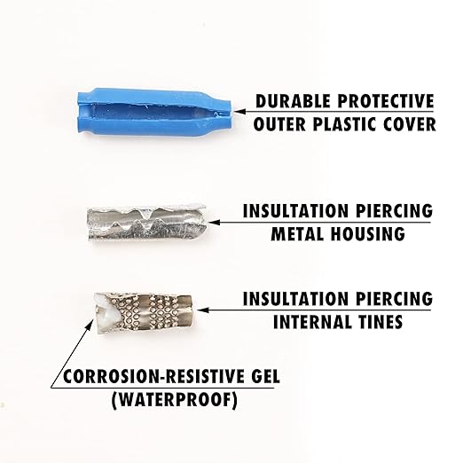 200 Pcs Waterproof Wire B Connectors - AWG 22-26 Small Gauge Low Voltage Gel Filled Bean Butt Splices Terminals Electrical Crimp Cable Connector for Outdoor, Security Wiring, and CCTV