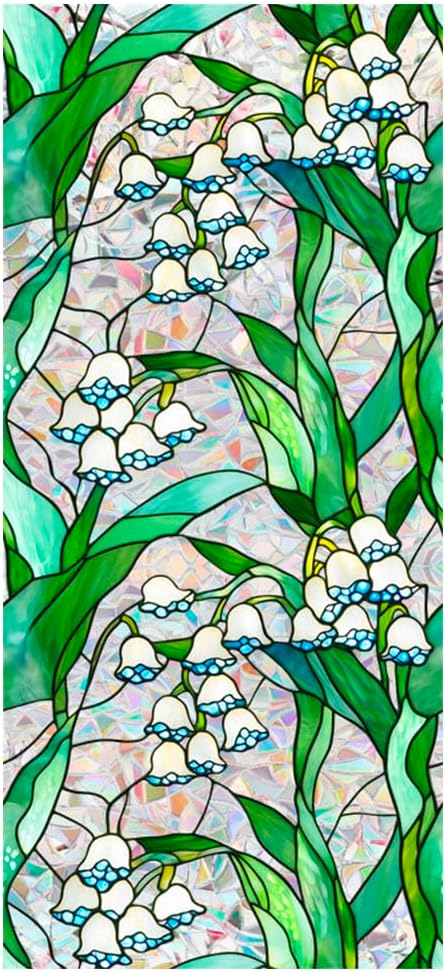 JOONOR Retro Lily of The Valley Window Privacy Film, Stained Glass Decals by JOONOR