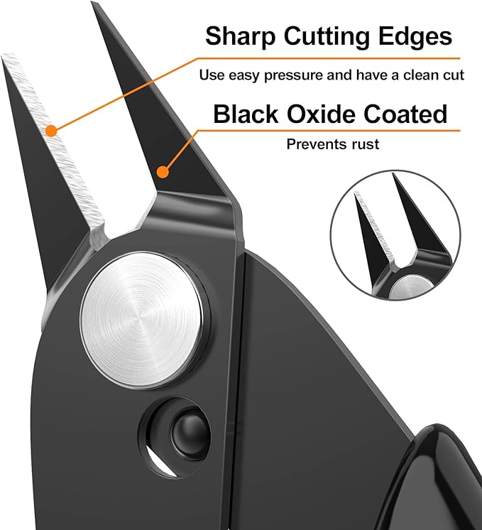 BOENFU Small Wire Cutters 10 Pack Precision Wire Cutters 5 Inch Flush Cutters Zip Tie Cutters Small Side Cutter for Jewelry Making, Electronics, 3d Print, Plastic Models, Black