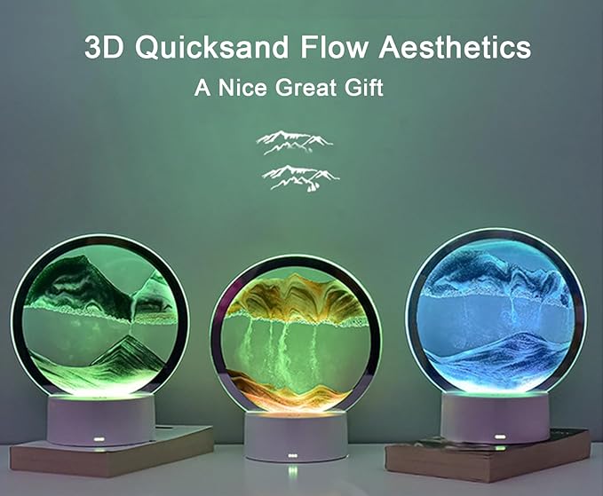 Moving Sand Art Lamp, 3DMoving Sand Art, Quicksand Bedside Lamp, Creative Glass - Image 4