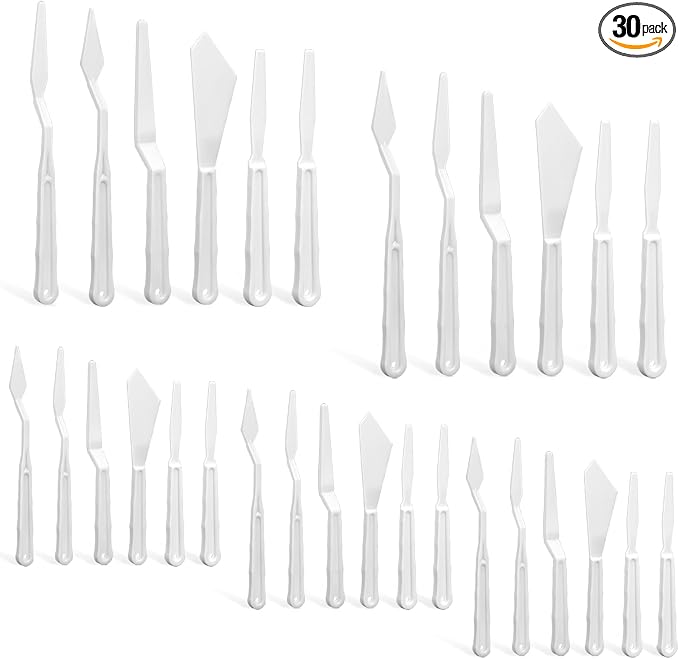 30 Pcs Paint Spatula Tools Plastic Painting Palette Knives White Art Artist by Unknown
