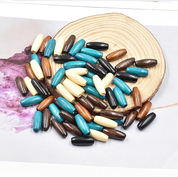 400Pcs Large Hole Wood Beads, BetterJonny Assorted Color Wooden Beads Hair - Image 4