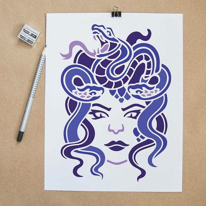 Medusa Stencil Templates 11.69 x 8.27 Inch Plastic Reusable Succubus Art Craft - Image 4