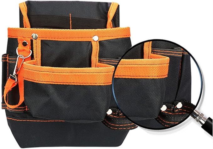 Tool Pouch - Tool Belt Bag/Utility Pouch for Electrician Carpenter Construction Technician Gardening, Tool Pouch with Belt Clip for Hardware Tools, 8 Pockets, Adjustable Belt Work Apron, Orange