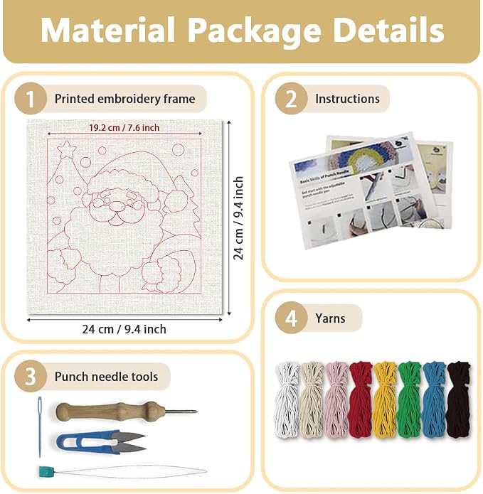 DOODLREAM Christmas Santa Claus DIY Punch Needle Embroidery Kit - Image 2