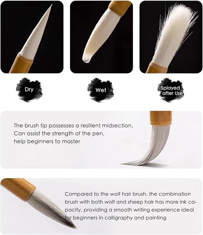 10-Piece Chinese Calligraphy Brush Set - Image 3