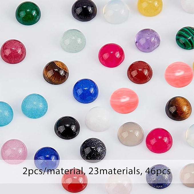SUPERFINDINGS 46Pcs Natural Gemstoness Cabochons 6mm Half Round Cabochon Beads - Image 2