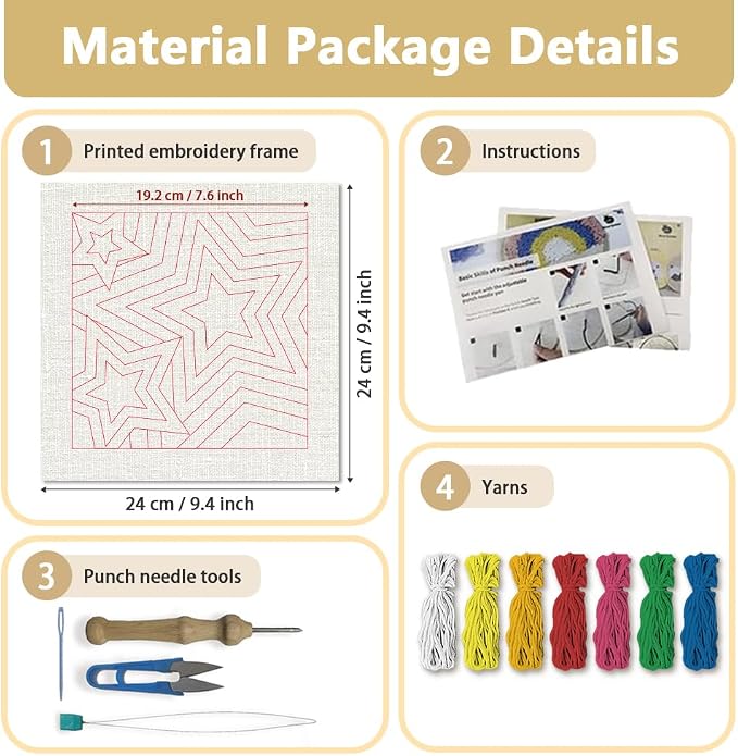 Doodlream Colorful Stars DIY Punch Needle Embroidery Kit - Image 2