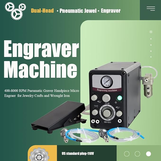 Pneumatic Impact Engraving Machine Pneumatic Engraver Machine Hand Engraving Stone Setting Tools Engraving Machine for Jewelry Making Metal Engraving and Carving
