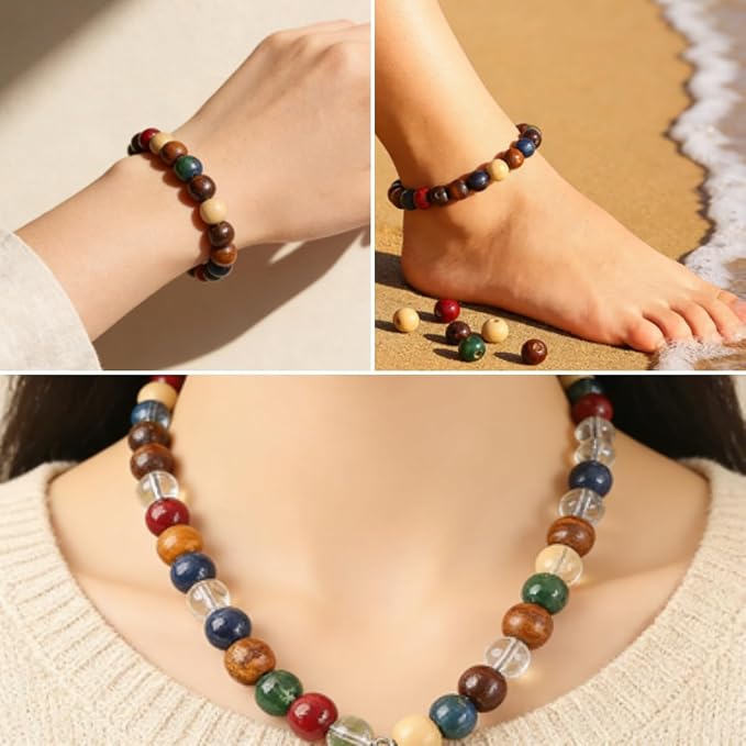 DAHI 1000PCS Colorful Wooden Beads 8mm Assorted Macrame Wooden Loose Spacer - Image 4