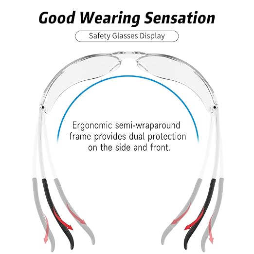 Clear Safety Glasses Bulk of 100 ANSI Z87.1 Protective Eyewear Scratch-Resistant for Work, Lab, Construction