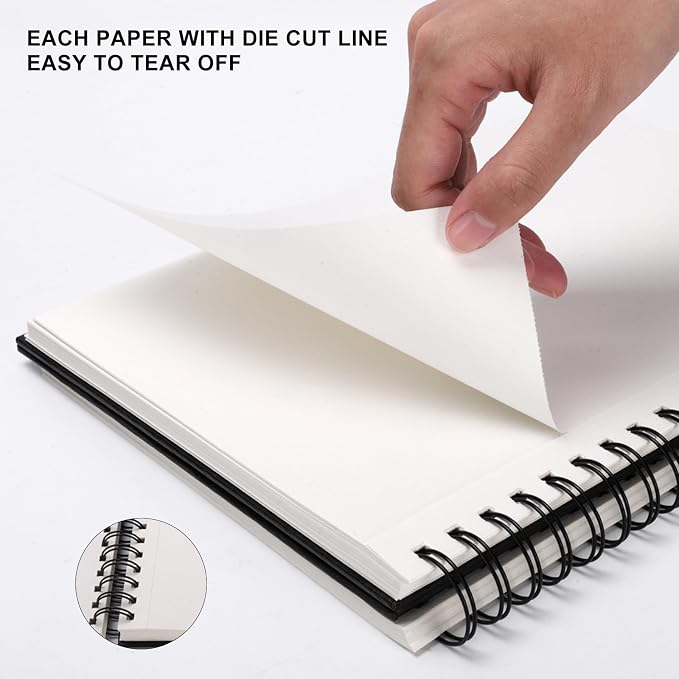 8.5x11inches Hardbound Sketch Book, Spiral Bound Sketch Pad, 80-Sheets 90gsm - Image 3