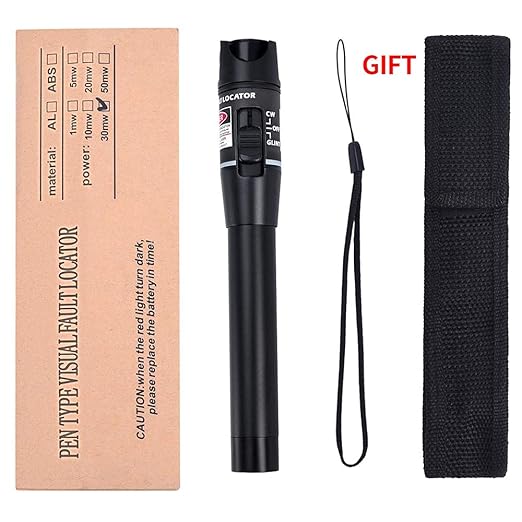 Visual Fault Locator 30km Fiber Optic Cable Tester Meter Red Light VFL with 2.5mm Universal Connector for FC/SC/ST Adapter Pen for CATV Telecommunications Engineering Maintenance