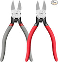 2 Pack Wire Cutters,6.5 Inch Flush Cutters,Wire Cutters heavy Duty,Spring Loaded Cutting Pliers,Side Cutters (Red&Grey)