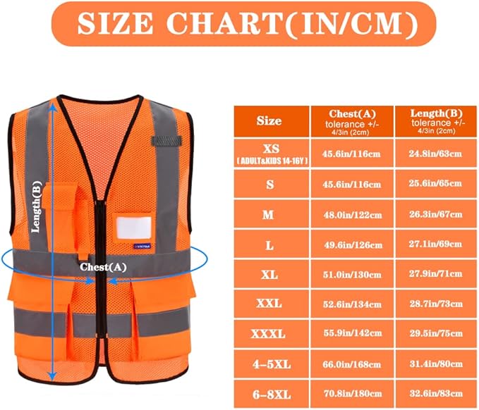 A-SAFETY High Visibility Mesh Safety Reflective Vest with Pockets and Zipper,Hi Vis Viz Reflective Safety Vest(Orange Mesh S)
