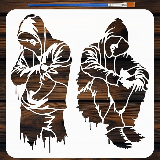 FINGERINSPIRE Graffiti Doodle Man Stencils 11.8x11.8inch by FINGERINSPIRE