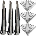 9mm Snap Off Utility Knife 3 Pack High Hardness Retractable Box Cutters by WEKOIL