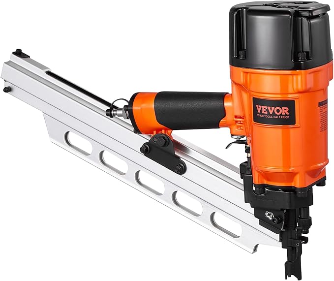 VEVOR Framing Nailer, 2" to 3-1/2" 21 Degree Full Round Head Pneumatic Framing Nailer with Dual Trigger Modes & Tool-Less Depth Adjustment, 80-120PSI Pro Air Nail Gun for Framing Flooring Decking