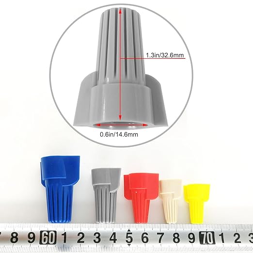 UL Listed Grey Winged Electrical Wire End Connectors Caps Bulk 100 Pack Large Twist-on Wire Connectors Nuts 18-8 AWG,HS P15 Type Screw Terminals