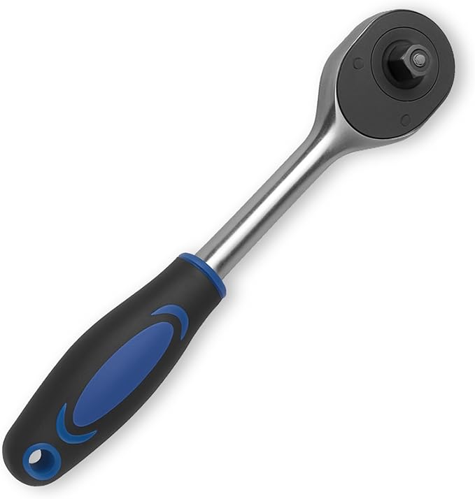 Socket Wrench, 1/4 Drive Ratchet Socket Wrench Dual Drive Ratchet Handles Wrenches with Soft Grip Locking Handle E-2203E