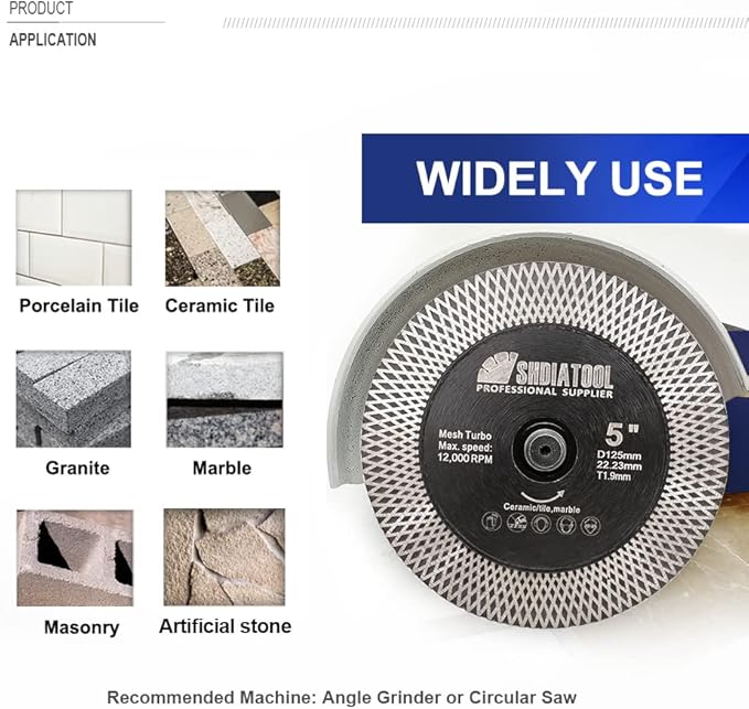 SHDIATOOL Tile Diamond Saw Blades 9-Inches Cutting Disc,Cut-Off Wheel for Dry/Wet Cutting Grinding Ceramic Marble Artificial Stone 180mm(Pack of 5)