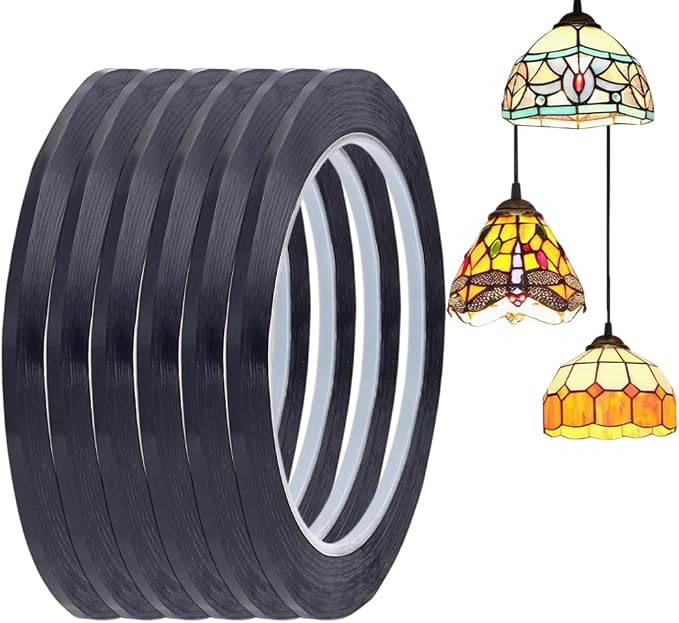 HOBBIESAY 1296 FT 6 Rolls 3mm PET Stained Glass Lead Lines Thin Stained Glass by HOBBIESAY
