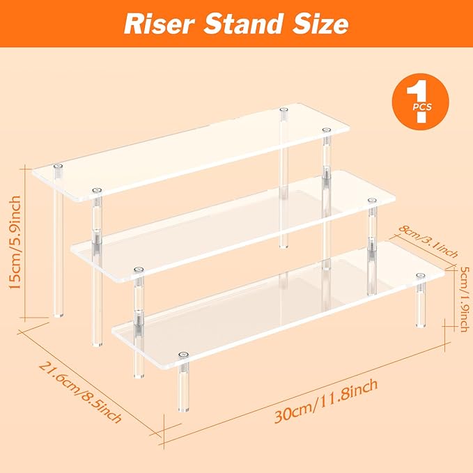 3 Tier Acrylic Display Risers, Large Perfume Organizer Stand | Clear Cupcake - Image 2