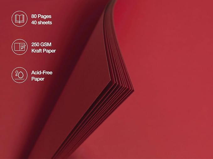 potricher 10 x 10 Inch DIY Scrapbook Photo Album 80 Pages Thick Kraft Blank Red - Image 5