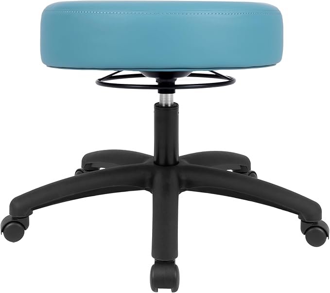 Chair Master 17" Round Vinyl Fabric Stool, Table Height, 360 deg Level Activation, Heavy Duty, Lab, Medical, Garage, Home, Spa, Cleanroom (Standard Nylon, Aqua)