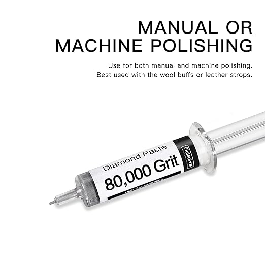 Diamond Polishing Compound Kit of 6 Polishing Lapping Paste 80,000 to 450 Grit for Glass Watch Marble Metal Resin Rock Jewelry Etc. with High Concentration of Diamond Powder Scratch Remover Repair
