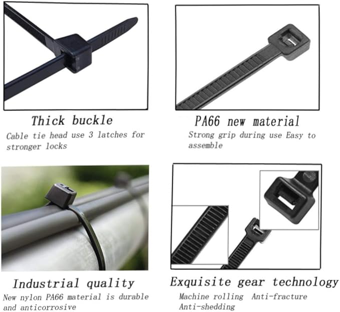 Zip ties 12 inch Black small Nylon Cable ties 100 per pack for Indoor and Outdoor Uses 3 latches for stronger locks With 60 Pounds Tensile Strength