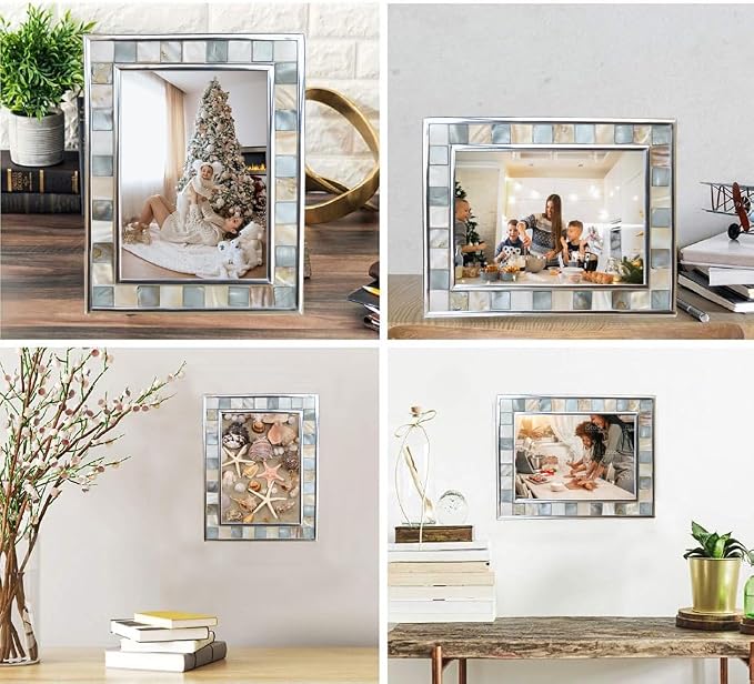 Baby Picture Frame 3.5x5 Mother of Pearl 3 1/2 by 5 Silver Plate Photo Frame - Image 4