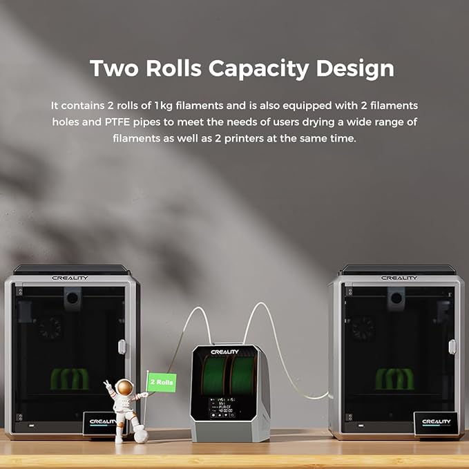 2025 Official CREALITY Space Pi Filament Dryer Plus, 2 Spools Double 360° 160W PTC Fast Heating 3D Printer Filament Dryer Box, 4'' LCD Touch Screen, One-Key Set 3D Filament Drying for PLA PETG ABS TPU