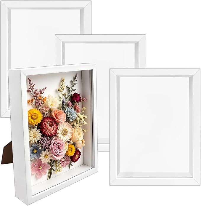 VOKOY 3 Pack 6" x 8" Shadow Box Frame, Small Wood Hollow Picture Frame by VOKOY