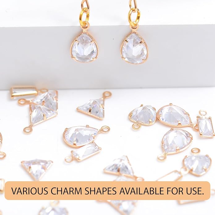 stino Tiny Crystal Clear Cubic Zirconia Charms Set, 40 Pieces | Mixed Shapes - Image 5
