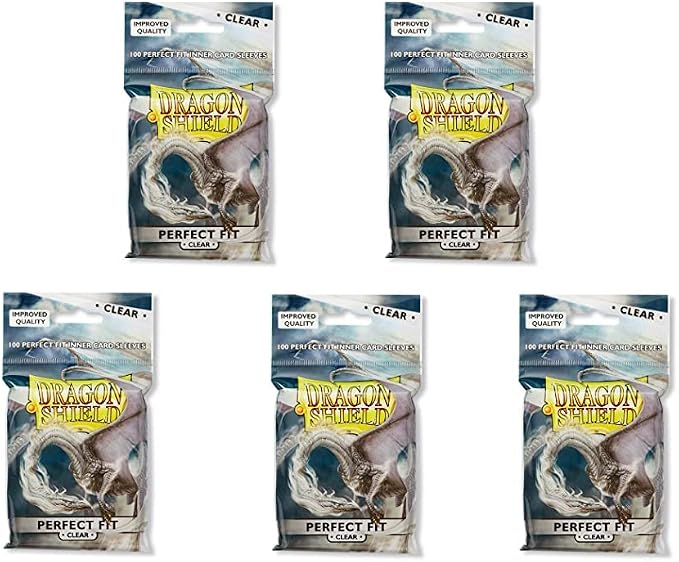 5 Packs Dragon Shield Inner Sleeve Clear Standard Size 100 ct Card Sleeves by DragonShield
