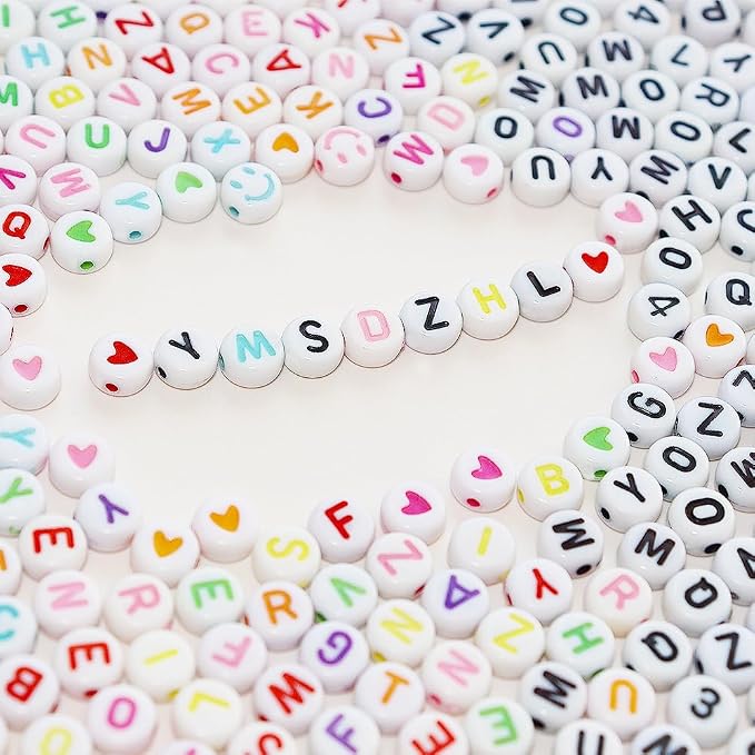 YMSDZHL Alphabet Beads A-Z 1900Pcs Letter Beads, Acrylic 4x7mm Round Letter - Image 2