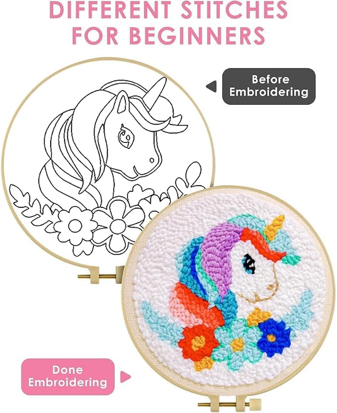 TCDZMYGS Punch Needle Kits, Cute Flower Horse Punch Needle Kits - Image 3