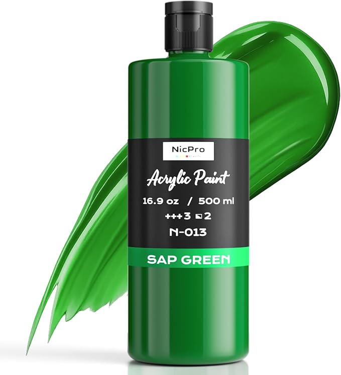 Nicpro Sap Green Large Acrylic Paint, Rich Pigments, Non Toxic Craft Paint by Nicpro